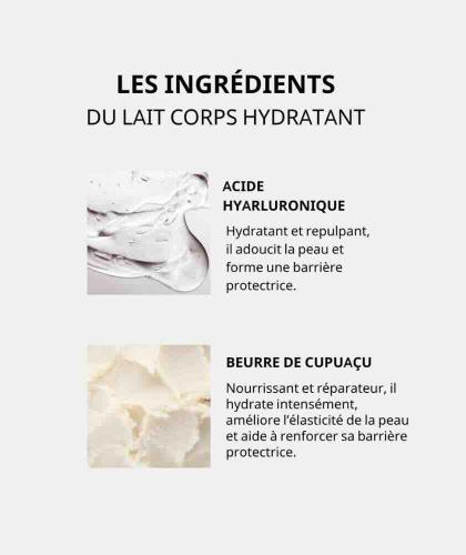 Hydrating body lotion hyaluronic acid cupuaçu butter natural nourishing skincare Clémence & Vivien