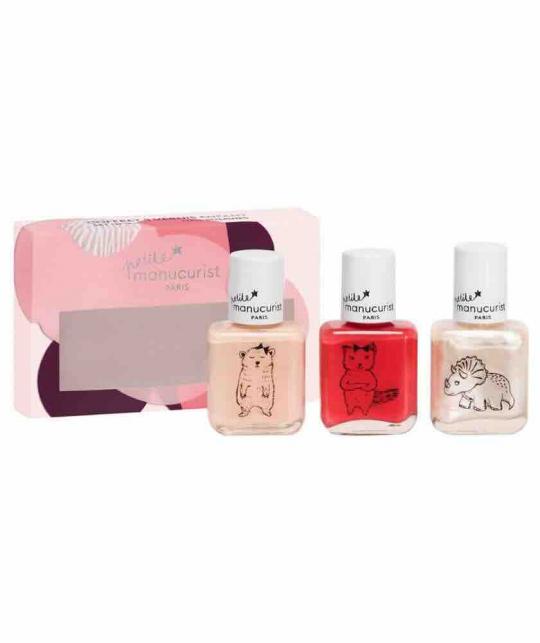 Coffret vernis enfants non toxiques Petite Manucurist Trio JOY KIKI PÉNÉLOPE 3 flacons 8ml couleurs naturelles Made in France