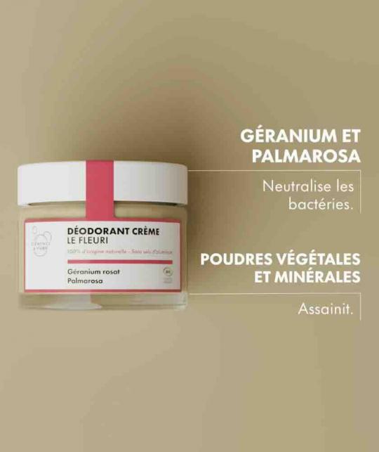 Clémence & Vivien Le Fleuri Cream Deodorant with geranium, lavender and palmarosa essential oils