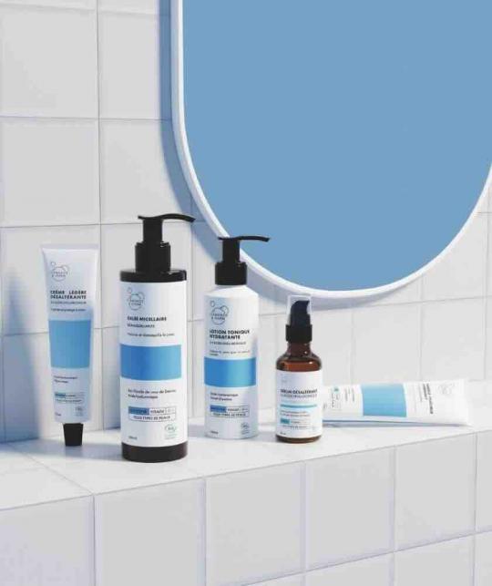 Naturkosmetik Gesichtspflege Routine im Badezimmer – Clémence & Vivien Mizellen-Reinigung und Hautpflege mit Hyaluronsäure