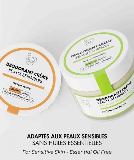 Natural Deodorant Cream Sensitive skin, essential oil free, Clémence & Vivien, Cosmos organic