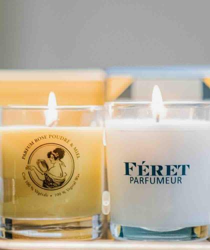 Féret Parfumeur Rose & Honey and Violet scented candles, French craftsmanship