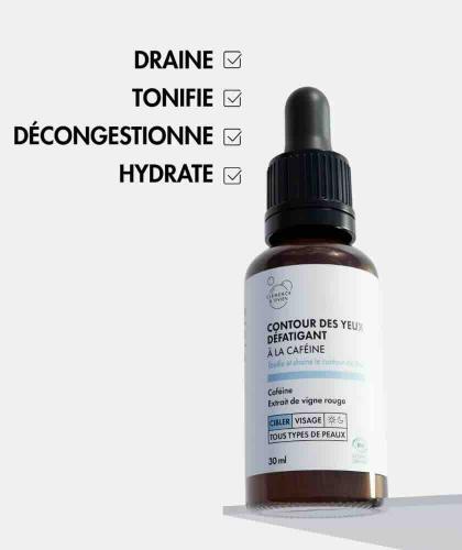 Contour des Yeux Défatigant bio Clémence & Vivien, flacon 30 ml , soin drainant, tonifiant, décongestionnant et hydratant