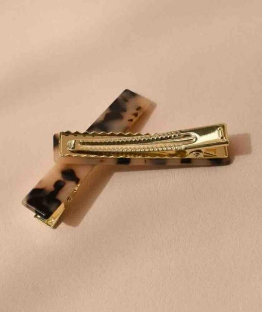 BACHCA Paris Haar-Accessoire aus Celluloseacetat, flache Haarspangen in Schildpatt im 2er-Set