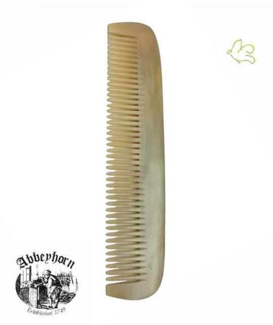 ABBEYHORN wide-tooth natural horn comb, handmade in England