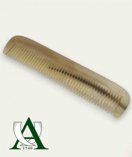 Handmade ABBEYHORN horn comb with wide, evenly spaced teeth