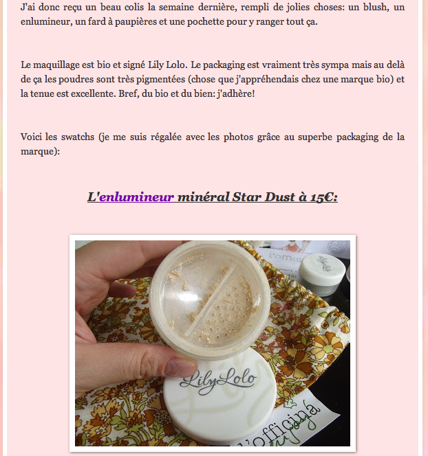 Lily Lolo maquillage minéral l'Officina Paris test