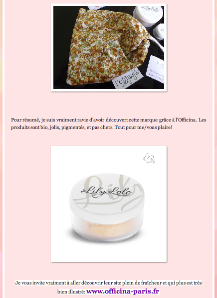 Lily Lolo maquillage minéral l'Officina Paris