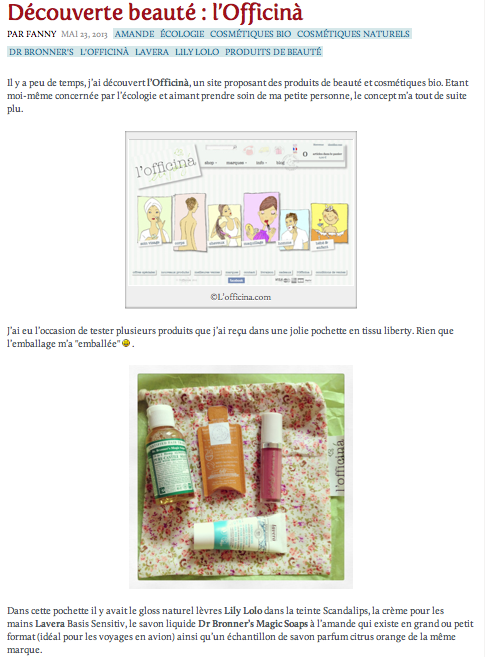 Découverte Beauté: L'Officina - par Fanny du blog Petites Confidences (entre amis)