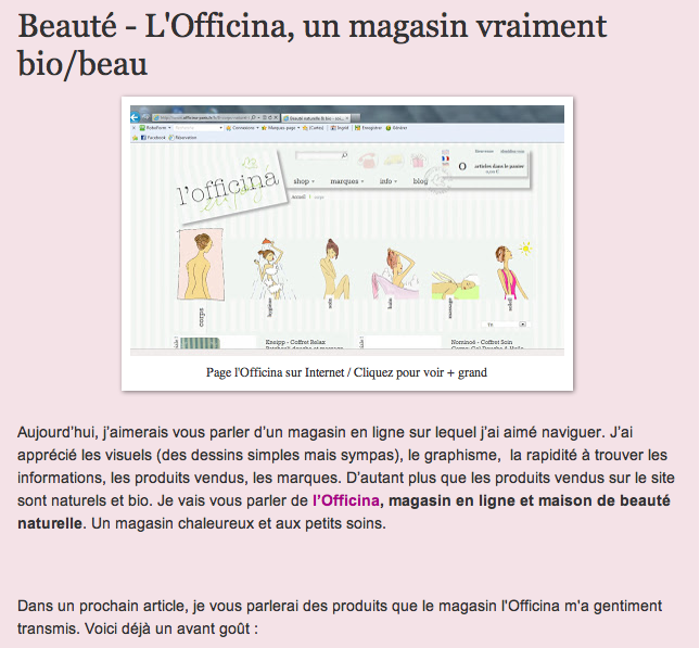 Dress-ing: D’autant plus que les produits vendus sur le site sont naturels et bio. Je vais vous parler de l’Officina, 