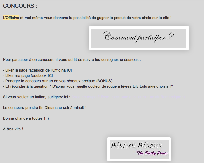 The Daily Paris: l'Officina - le concours