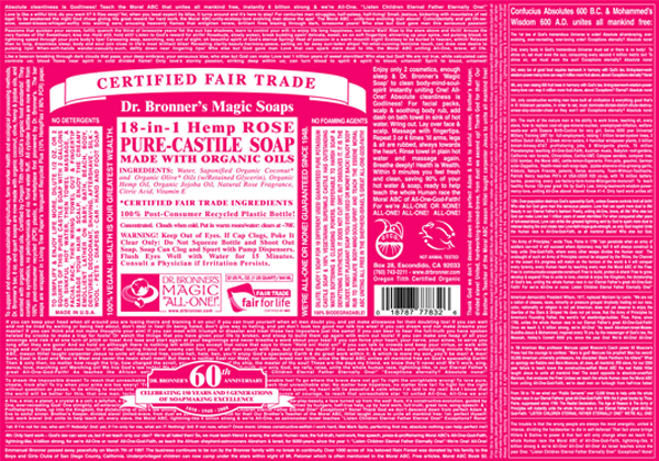 L'Officina - Dr. Bronner's Magic Soap savon liquide multi-usage Rose