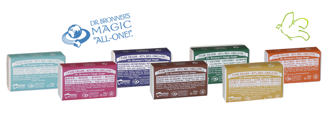 Les pains de savons bio de Dr. Bronner's Magic Soaps L'Officina - Pains de Savons bio Dr. Bronner's Magic Soaps
