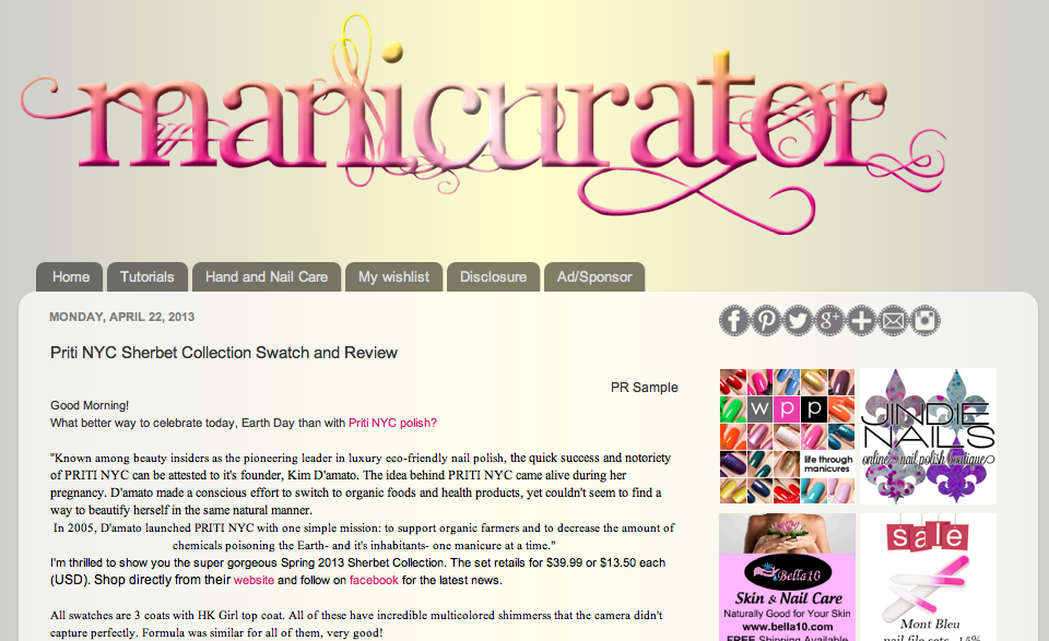 Priti NYC Sherbet Collection - Swatch et Revue par le blog Manicurator