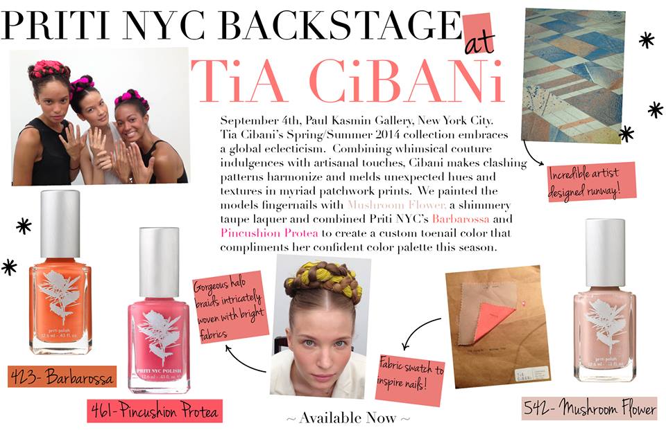 Les vernis Priti NYC à la New York Fashion Week SS14 - défilé Tia Cibani 
