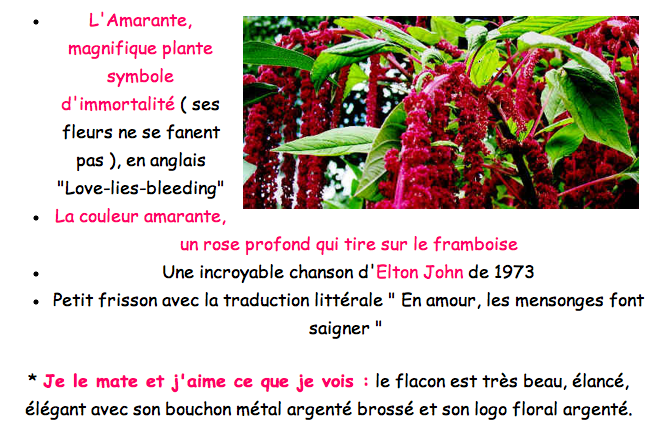 Love-lies-bleeding" La couleur amarante, un rose profond qui tire sur le framboise