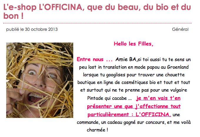 L'e-shop L'OFFICINA, que du beau, du bio et du bon ! ... par le Blog Beauté by Kirzy