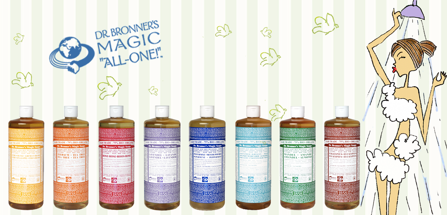 Dr. Bronner's Magic Soaps - savons liquides multi-usages, certifiés vegan