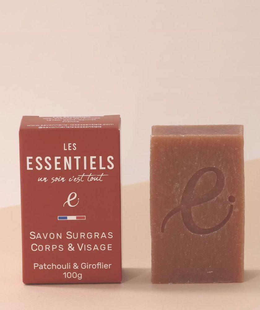 Savon surgras bio Patchouli & Giroflier peau grasse acnéique LES ESSENTIELS artisanal