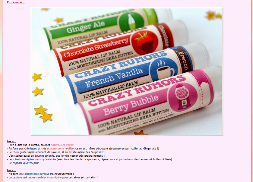 Les Crazy Rumors vus par le blog l'Univers de Mel