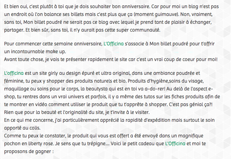 Concours Lily Lolo chez Mon Billet Poudré en partenariat avec l'Officina