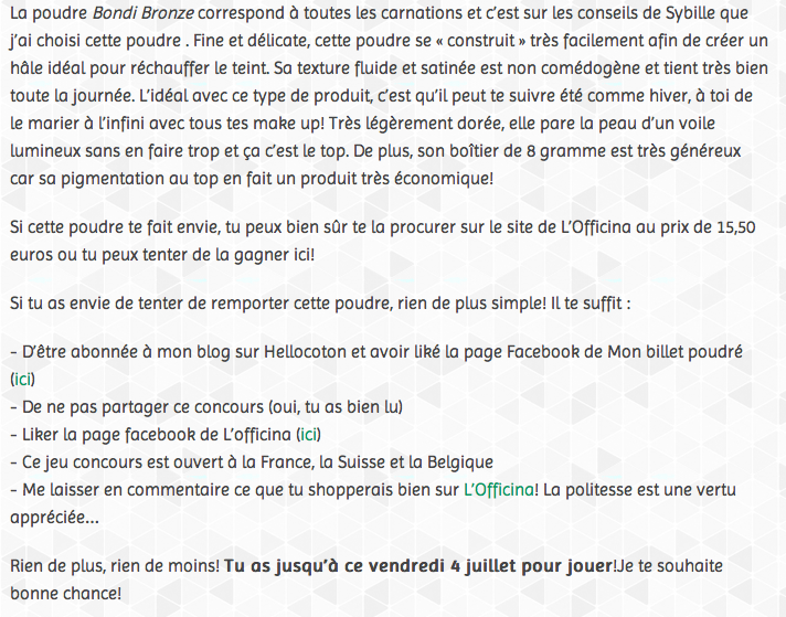 Concours Lily Lolo chez Mon Billet Poudré en partenariat avec l'Officina