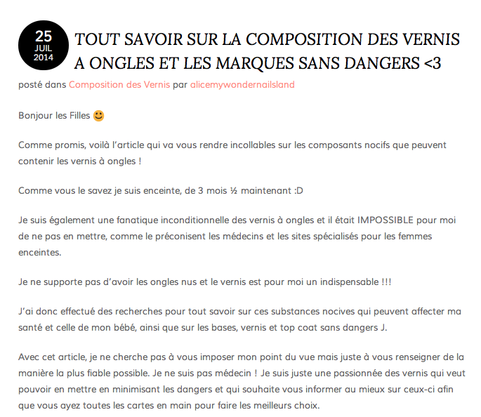 La composition des vernis à ongles et les marques sans danger