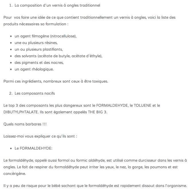 La composition des vernis à ongles et les marques sans danger
