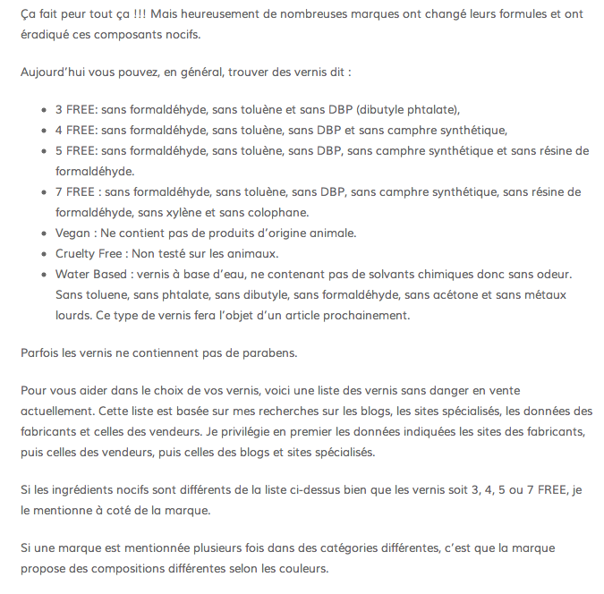 La composition des vernis à ongles et les marques sans danger