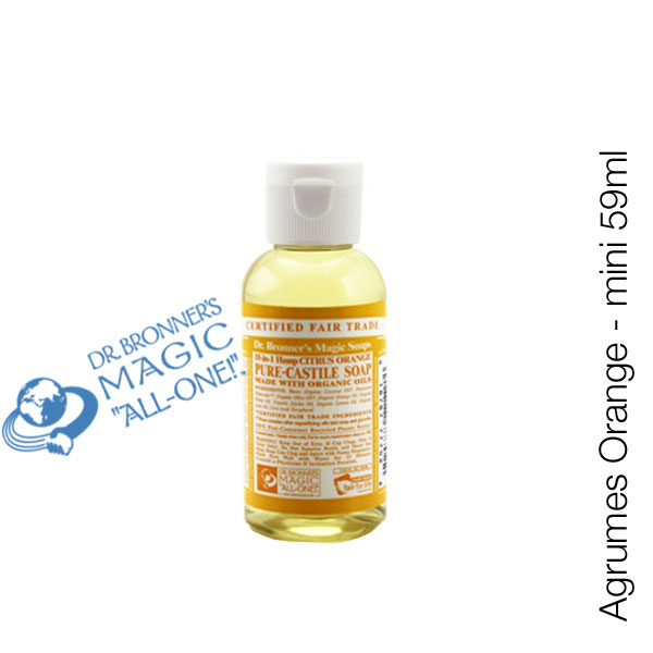 Dr. Bronner's Magic Soaps - Savon Liquide bio multi-usages Agrume Orange (mini 59ml) 