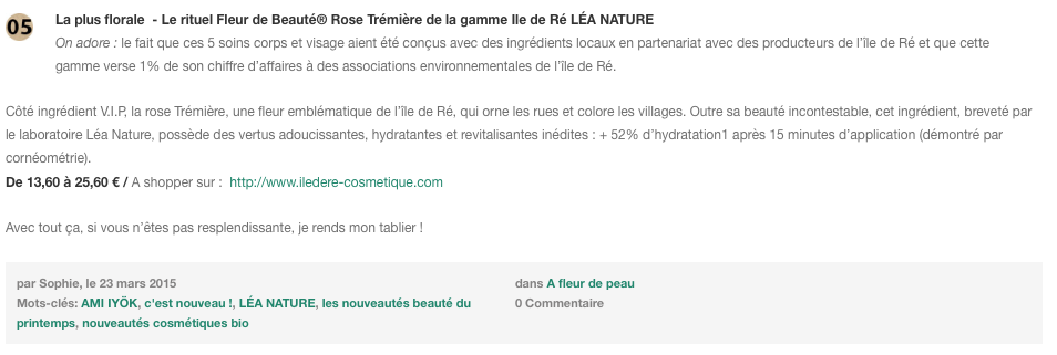 Ami Iyök parmi les "nouvelles pépites de beauté" sur FOREVERGREEN !