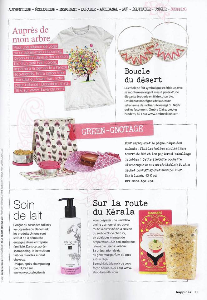 Unique Haircare-Après Shampooing Hydratant dans Green Happinez mai 2015-2