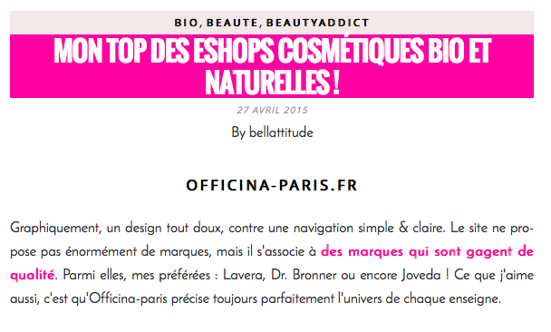 L'Officiant dans le Top des e-shops chez Bellattitude