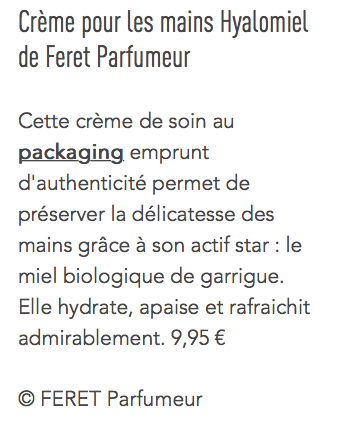 Cosmétiques vintage: Hyalomiel Féret Parfumeur sélectionné par glamourparis.com