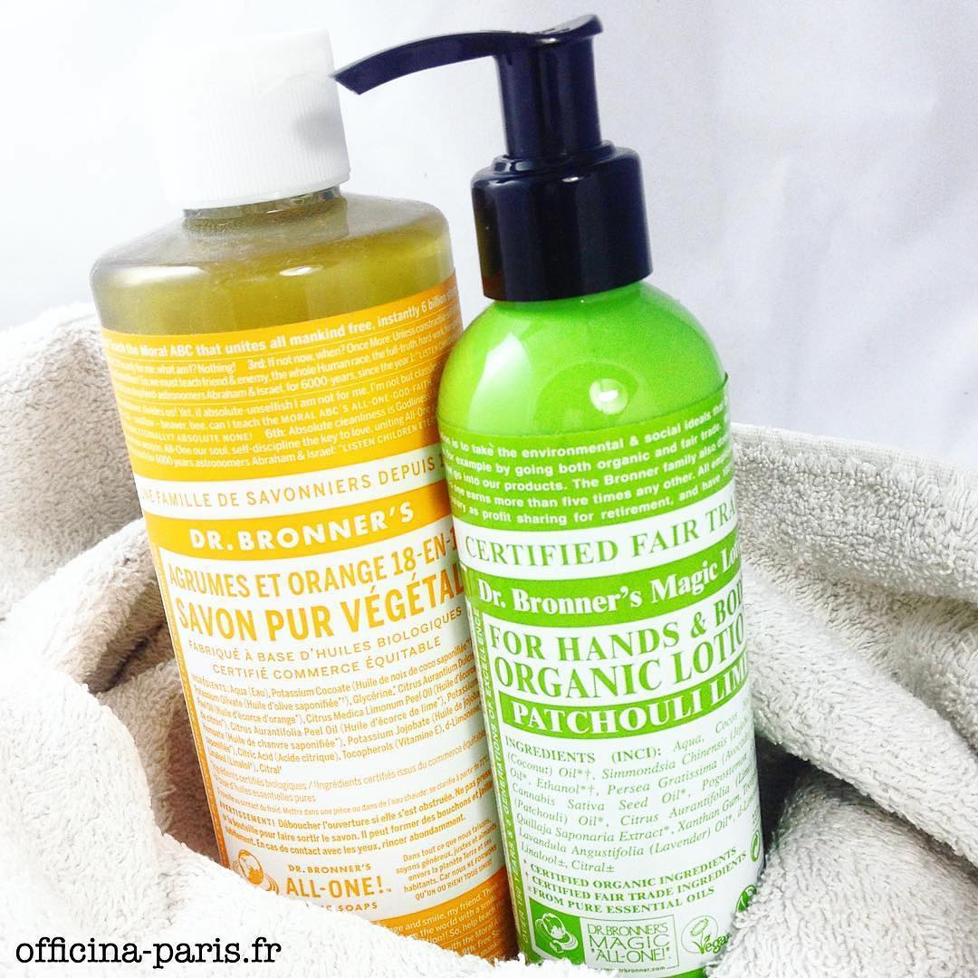 Dr. Bronner's Savon Pur Végétal Agrume orange Lait Hydratant bio Patchouli Limette