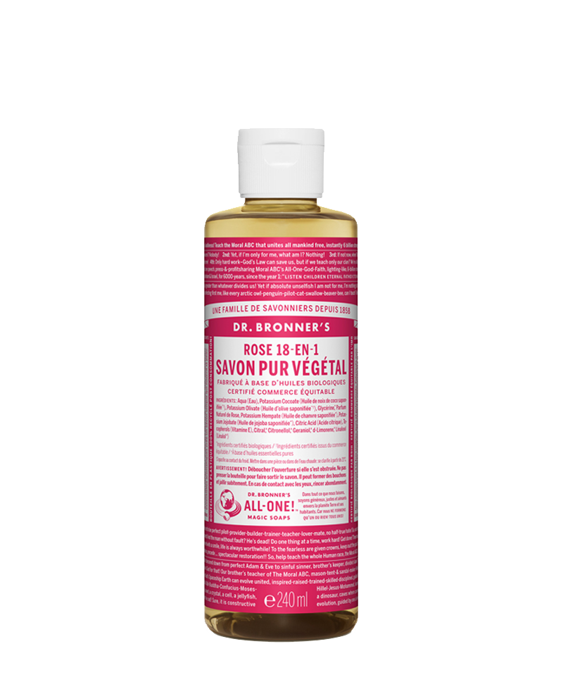 Dr. Bronner's Savon Liquide bio 18-en-1 Rose 240ml Cosmétiques bio et naturels - Idées cadeaux Fêtes des Mères l'Officina Paris boutique en ligne