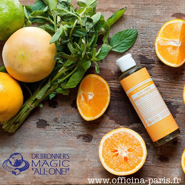 DR. BRONNER'S Savon Liquide bio 18-en-1 Agrumes Orange l'Officina Paris magasin en ligne
