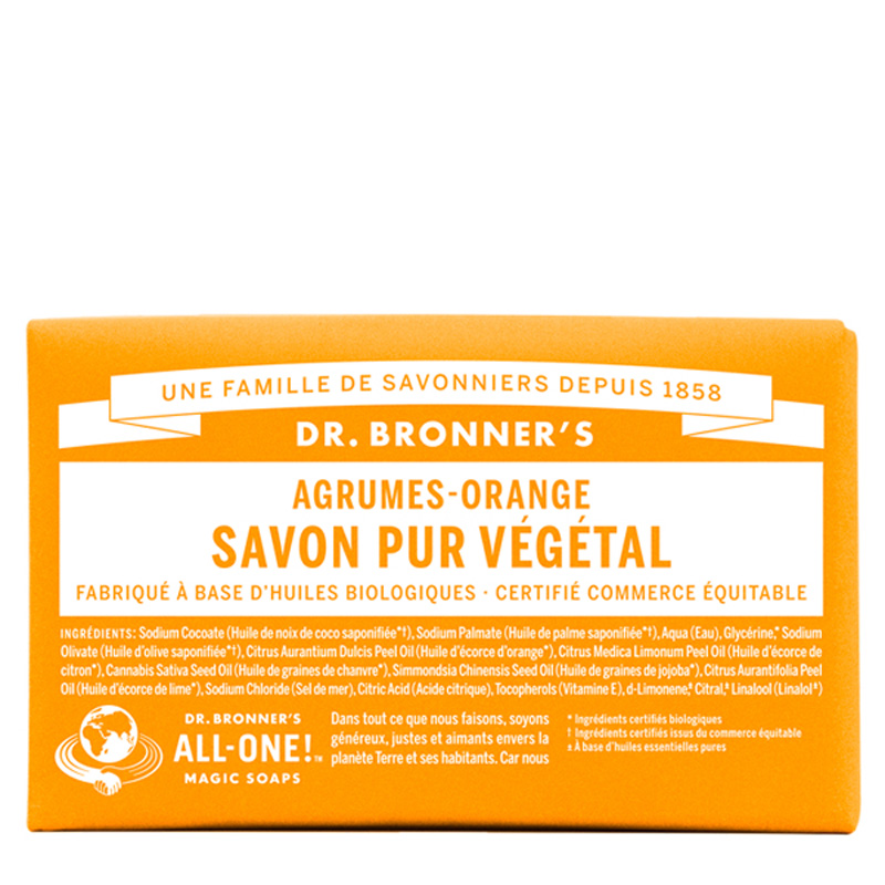 DR. BRONNER'S Pain de Savon bio Pur Végétal Agrumes Orange l'Officina Paris magasin en ligne