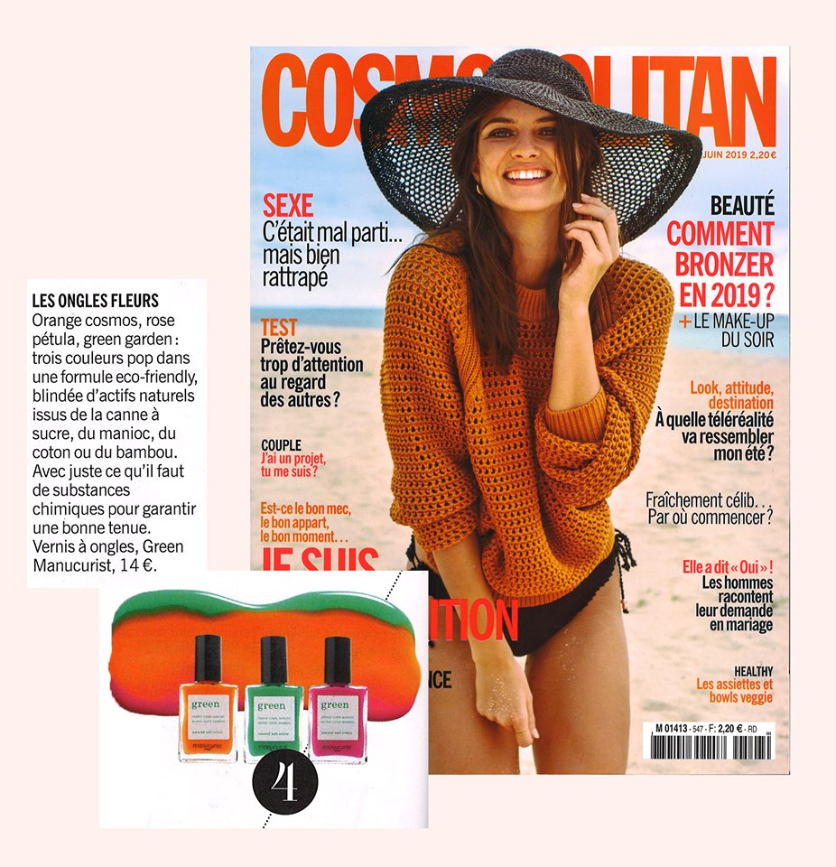 Green Manucurist vernis couleur pop été Cosmopolitan orange rose green ongles