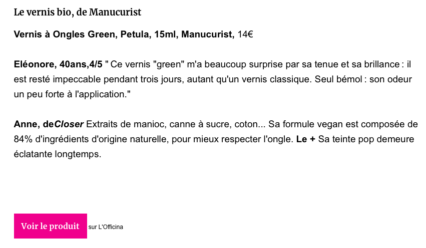 vernis Petula Green Manucurist dans closermag