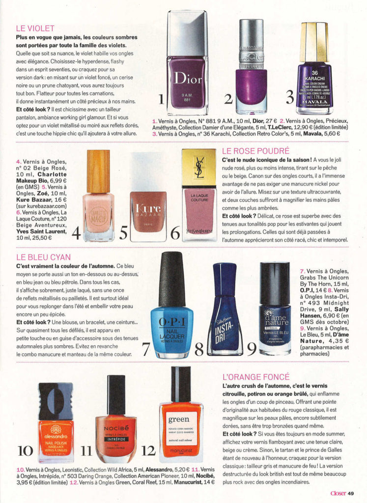 Manucurist Vernis Green Coral Reef dans Closer sept 2019