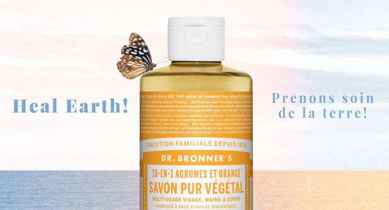 Dr. Bronner's Savon liquide bio 18en1 Pur Végétal Heal Earth