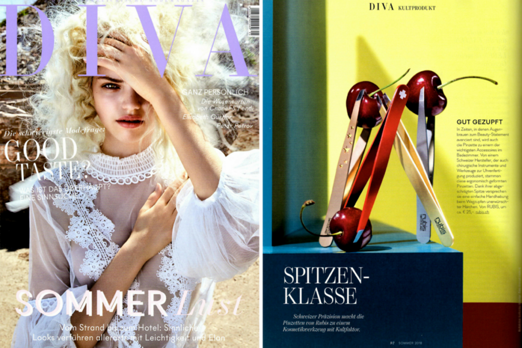 Pinces à Épiler RUBIS Switzerland dans le magazine Diva