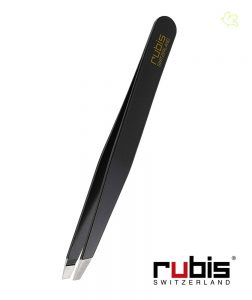 RUBIS Switzerland Pince à Épiler Classic mors biais Noir - fabrication artisanale en Suisse