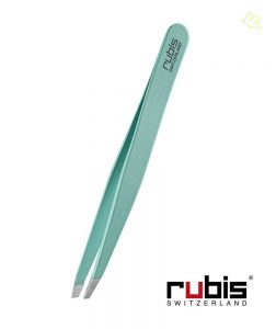 RUBIS Switzerland Pince à Épiler Classic mors biais Émeraude - fabrication artisanale en Suisse