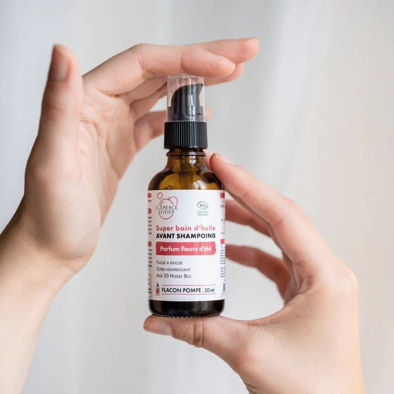 Super Bain d'huile bio Clémence & Vivien pour cheveux secs et abîmés – soin avant-shampoing naturel et nourrissant
