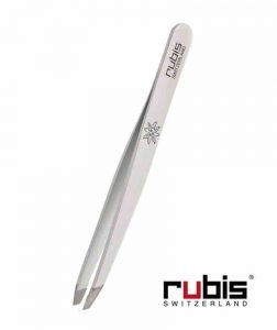 RUBIS Switzerland Pince à Épiler Classic mors biais Blanc Edelweiss - fabrication artisanale en Suisse - disponible à l'Officina Paris