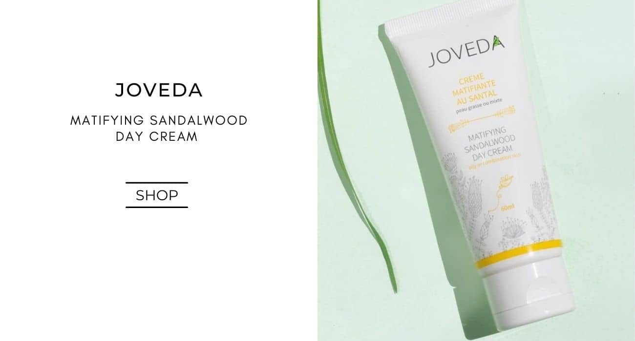 Joveda ayurvedic skincare matifying sandalwood day cream acne natural cosmetics